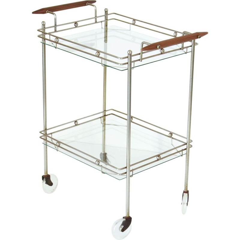 Vintage brass and glass bar trolley, 1970s