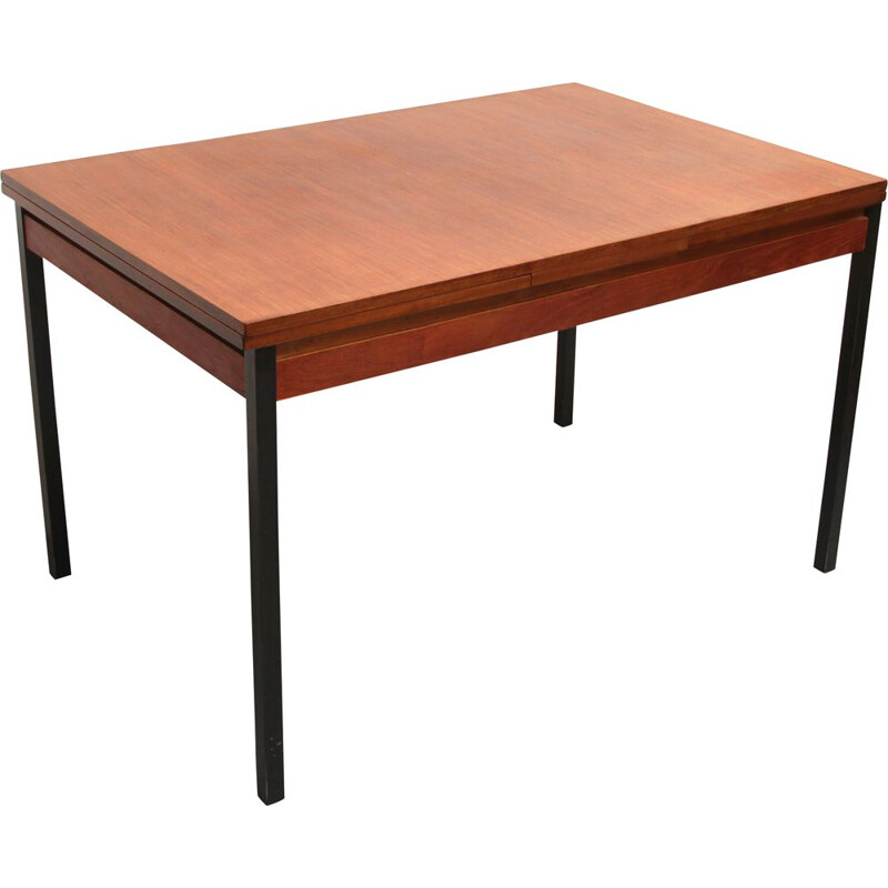 Vintage extendible dining table in teak and metal, 1960s