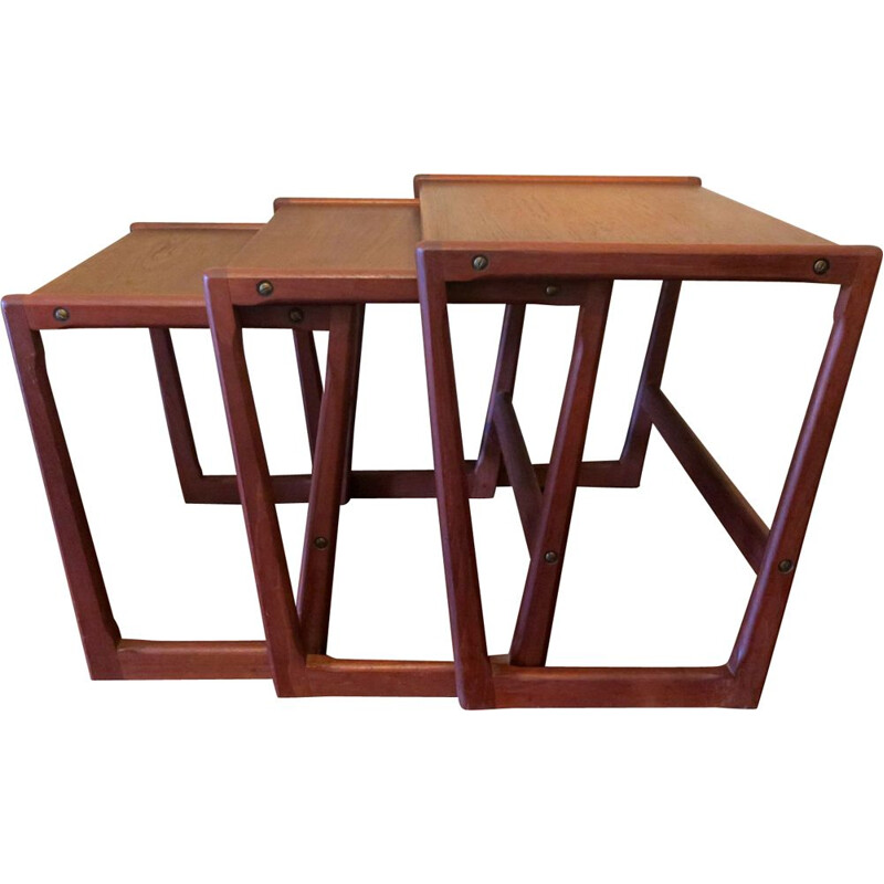 Vintage Danish teak nesting tables by Holger Georg Jensen for Kubus, 1960s