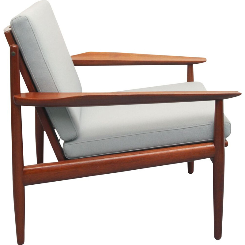 Vintage armchair in teak and grey fabric by Arne Vodder for Glostrup, 1960s