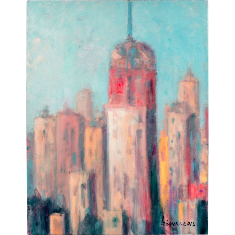 Oil on canvas vintage Manhattan Hst by Jacques Lebourgeois