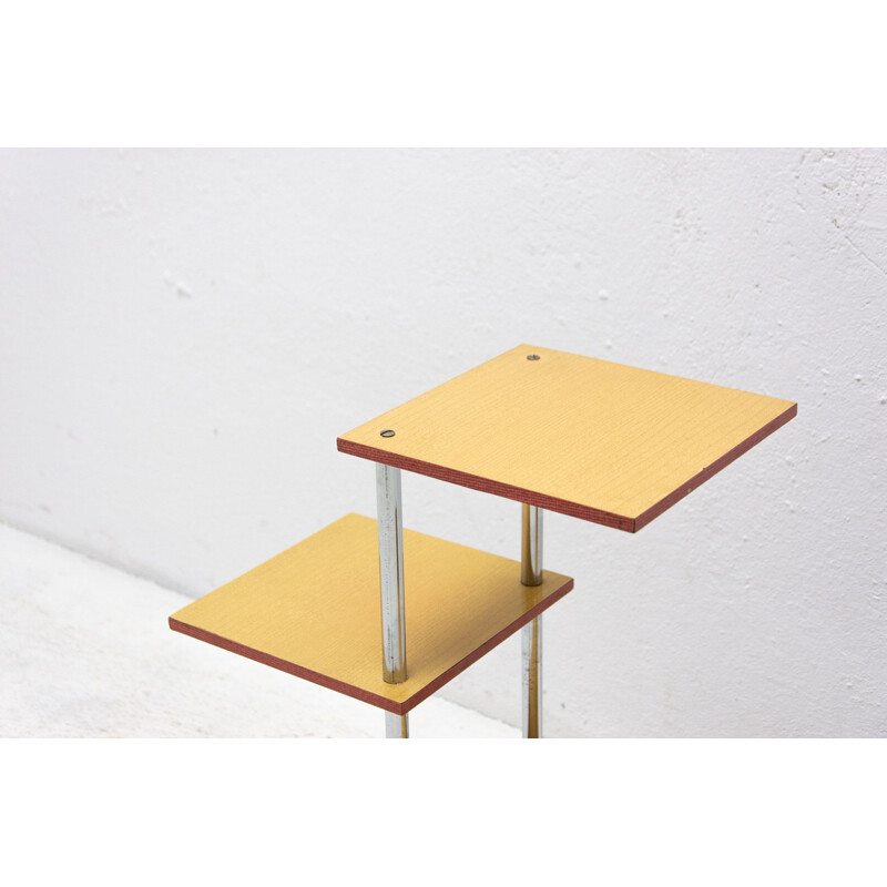 Vintage chrome and brown formica plant stand, Czechoslovakia 1960