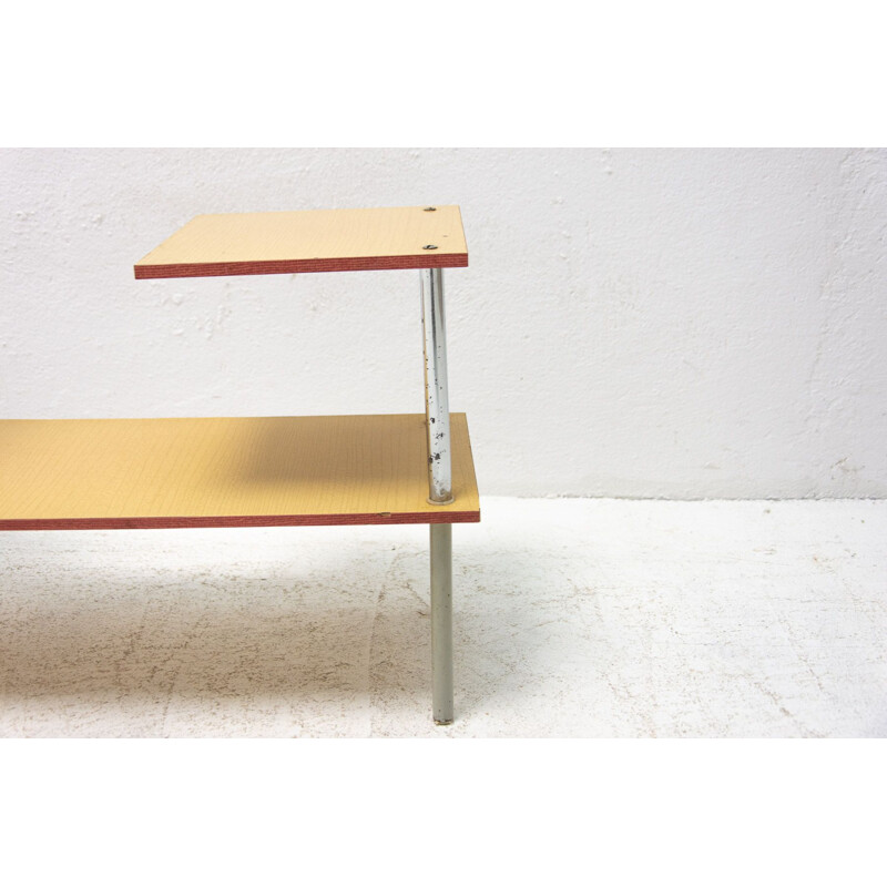 Vintage chrome and brown formica plant stand, Czechoslovakia 1960