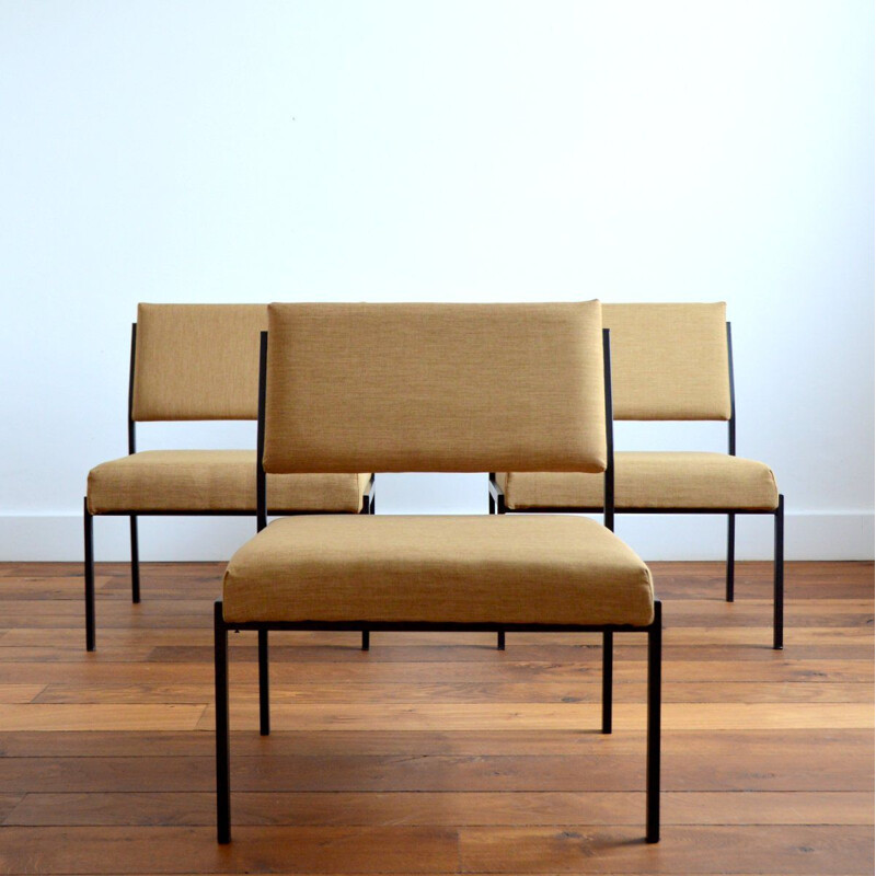 Dutch modernist vintage metal armchair by Gijs Van Der Sluis, 1950