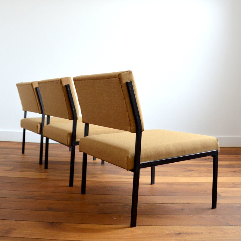 Dutch modernist vintage metal armchair by Gijs Van Der Sluis, 1950