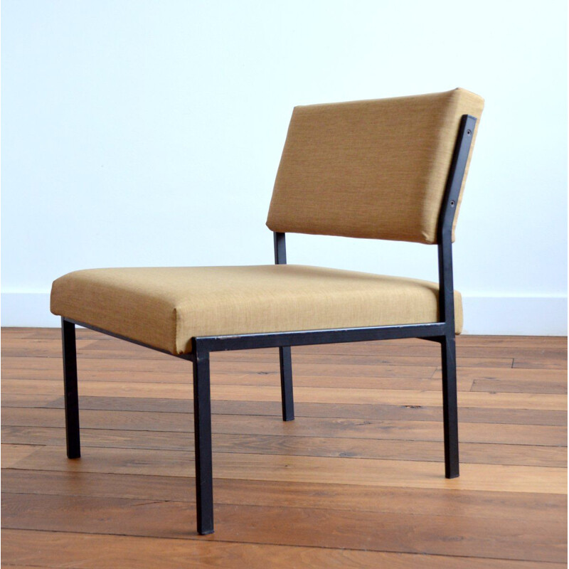 Dutch modernist vintage metal armchair by Gijs Van Der Sluis, 1950