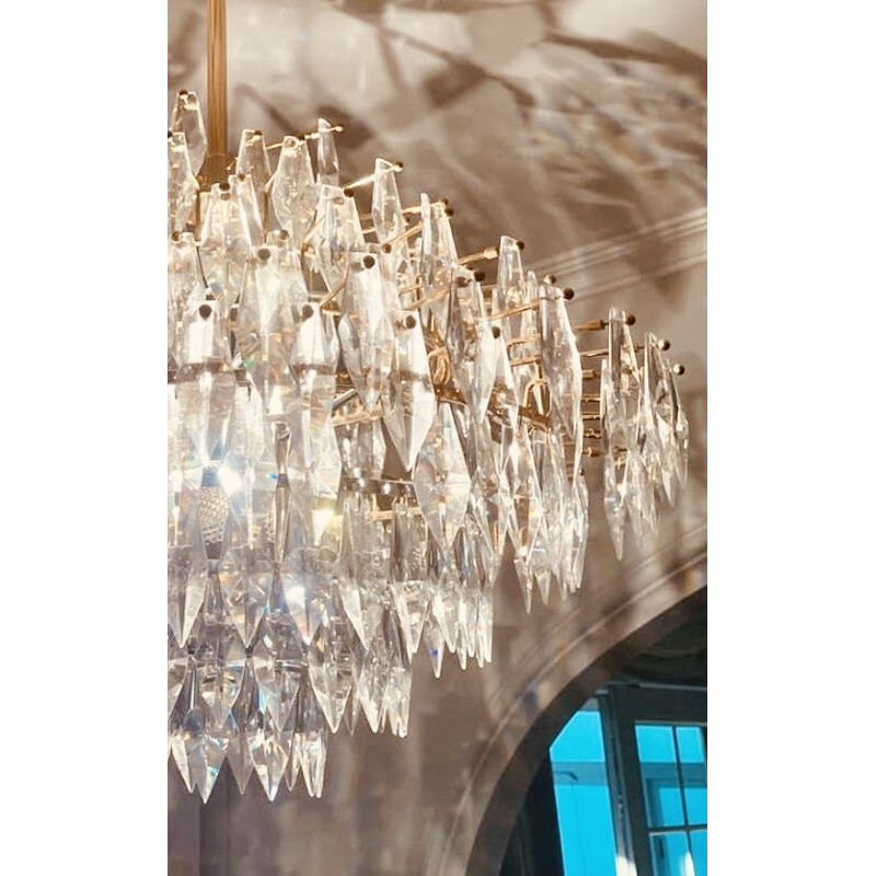 Vintage chandelier in gold plated structure Kinkeldey