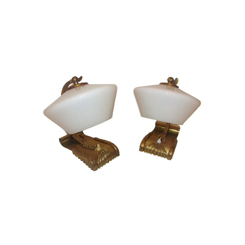 Pair of brass lamps, 1930s