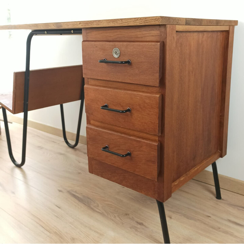 Vintage 3 drawers desk by Jacques Hitier for Spirol