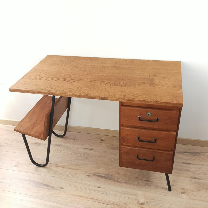 Vintage 3 drawers desk by Jacques Hitier for Spirol