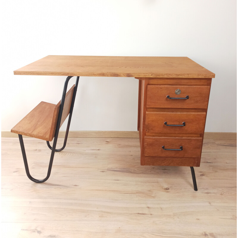 Vintage 3 drawers desk by Jacques Hitier for Spirol