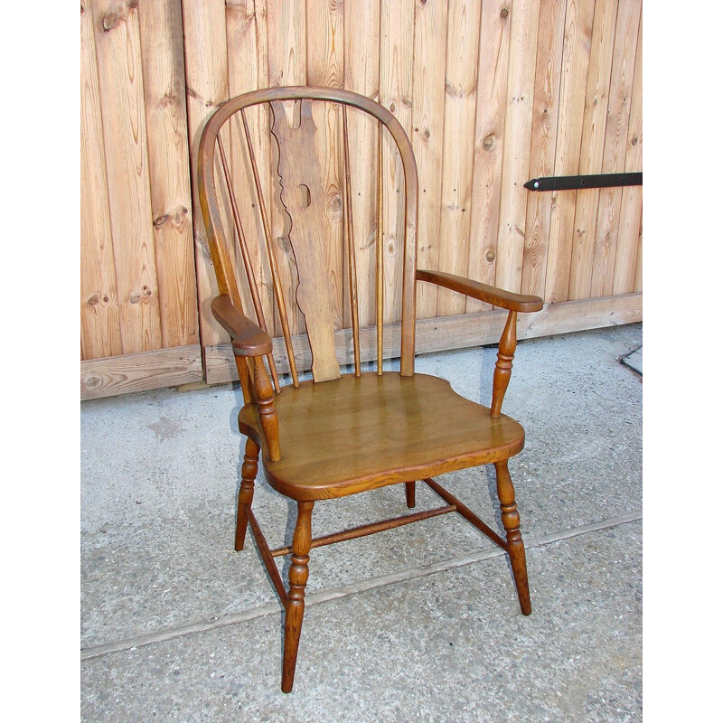 Vintage Windsor armchair of oak wood, 1960s