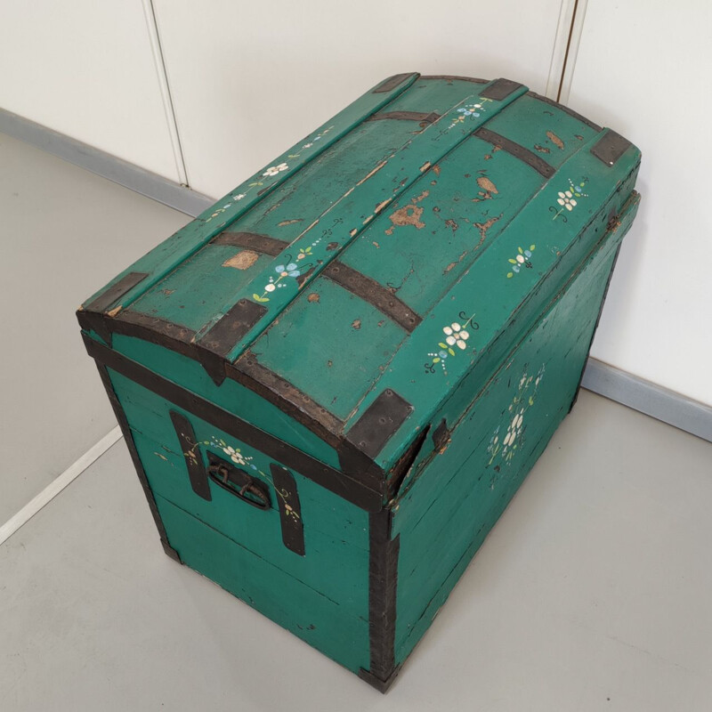 Vintage green painted austrian trunk