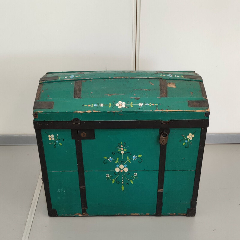 Vintage green painted austrian trunk