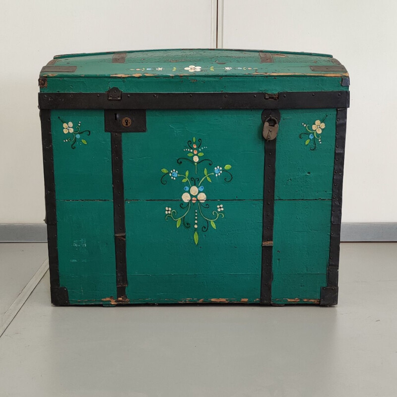 Vintage green painted austrian trunk