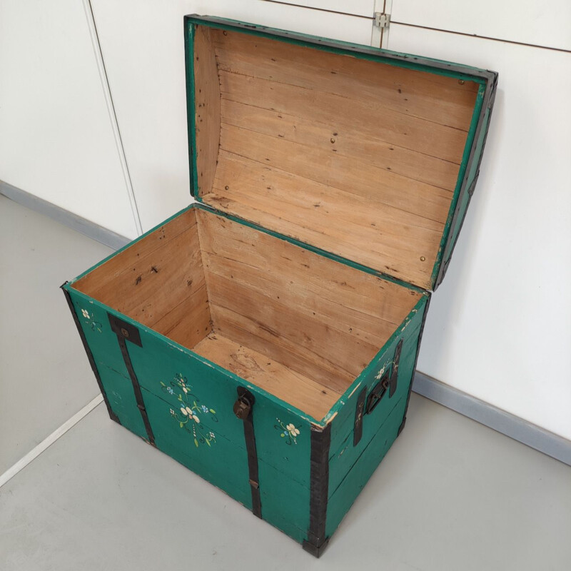 Vintage green painted austrian trunk