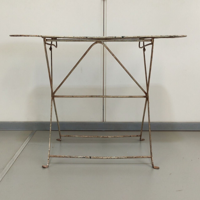 Mid century old metal folding table, France 1900