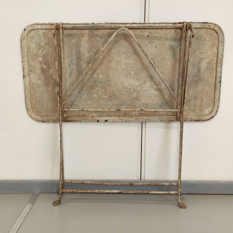 Mid century old metal folding table, France 1900
