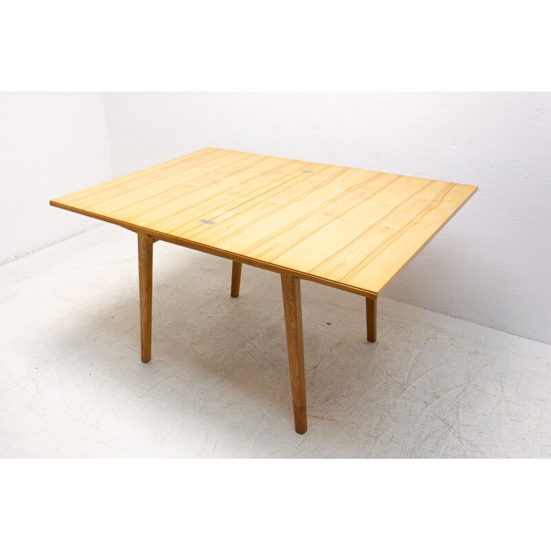 Vintage walnut and ash folding table by Jitona, Czechoslovakia 1970