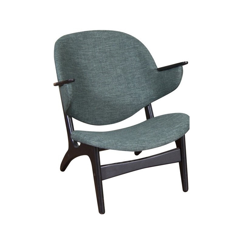Chaise danoise en tissu vert foncé - 1960