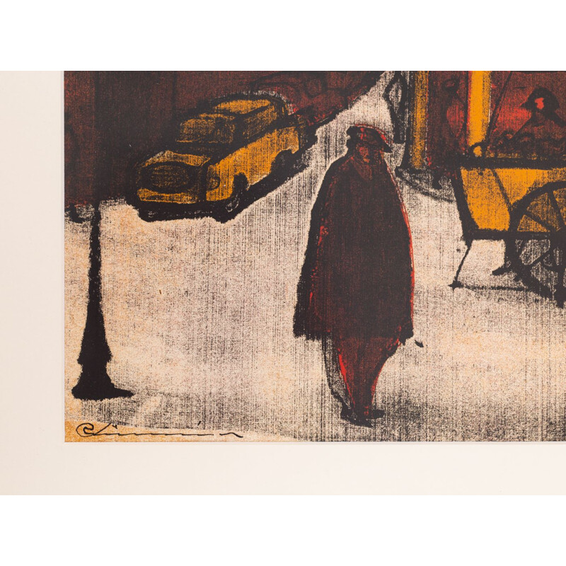 Vintage schilderij "New York straatbeeld", 1970