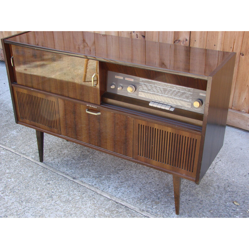 Vintage sideboard with radio tuner, 1970s