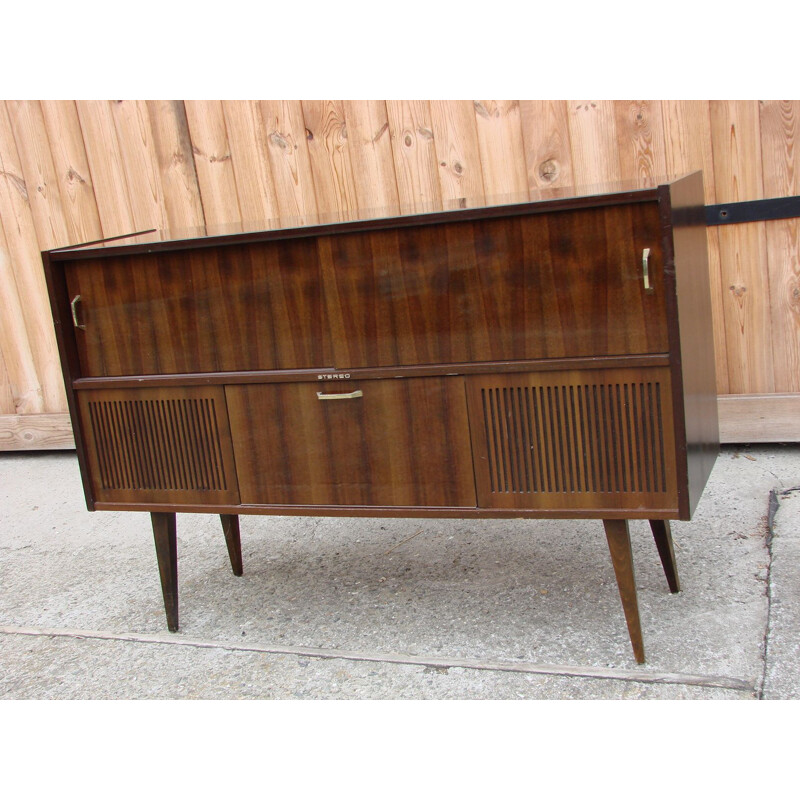 Vintage sideboard with radio tuner, 1970s