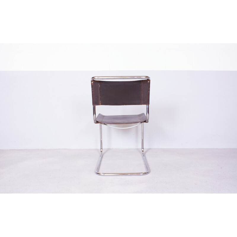 Dutch "S33" Thonet dining chair in chromed steel and leather, Mart STAM - 1930s