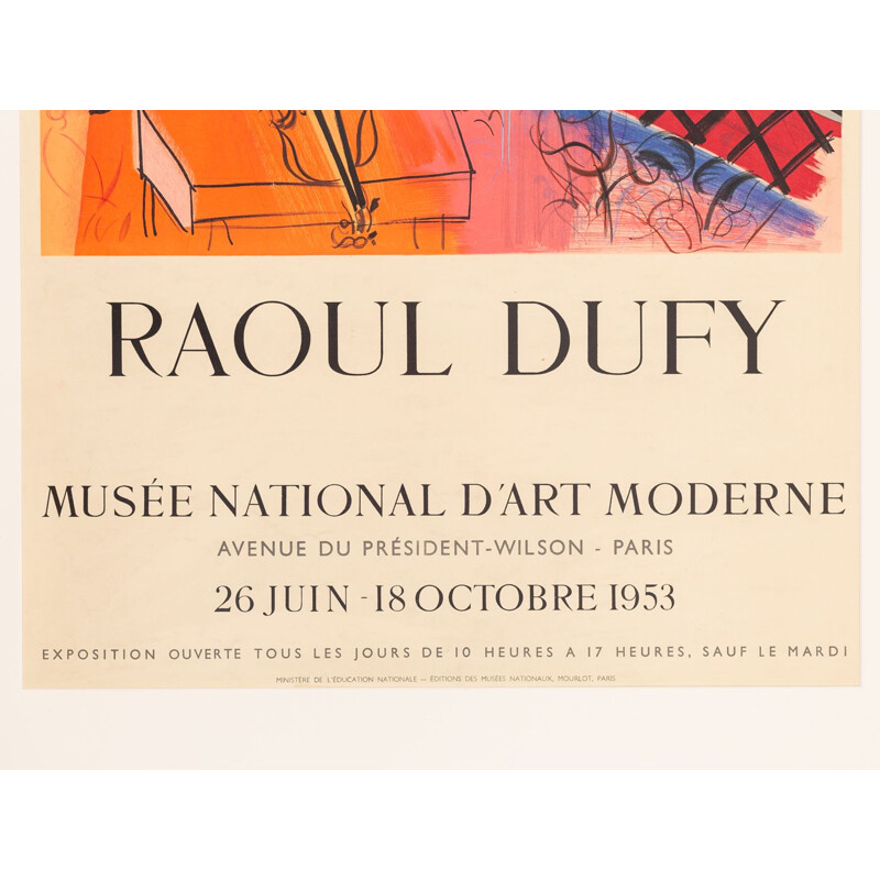Affiche vintage d'exposition lithographique de Raoul Dufy