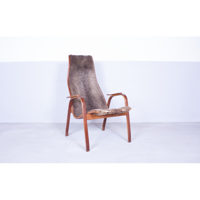 Swedish "Lamino" armchair in plywood and sheepskin, Yngve EKSTRÖM - 1950s