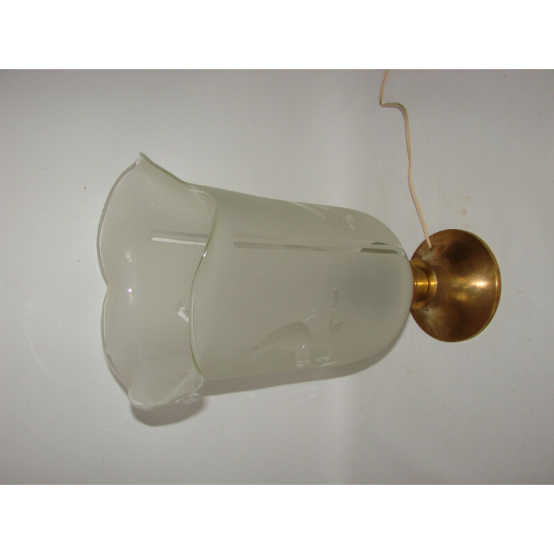 Vintage-Lampe aus Messing und Milchglas, 1940