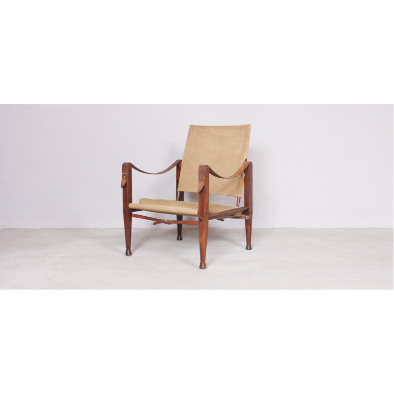 Rud. Rasmussen "Safari" armchair in light brown fabric, Kaare KLINT - 1930s