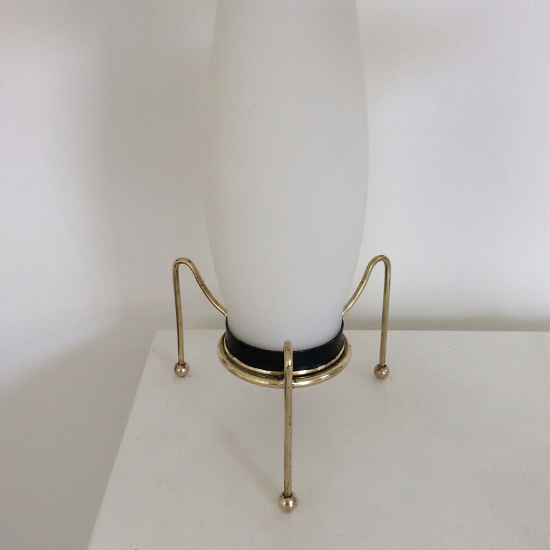 Pair of vintage opaline night stand lamps, Italy 1950