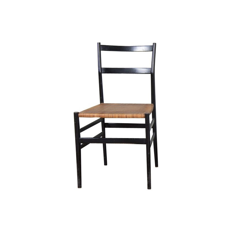 Italian Cassina "Superleggera" dining chair in black wood, Gio PONTI - 1950s