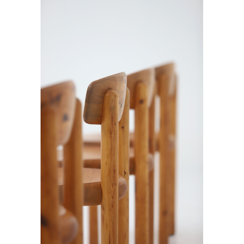 Ensemble de 5 chaises vintage en bois de pin par Daumiller pour la scierie de Hirtshals, Danemark 1970