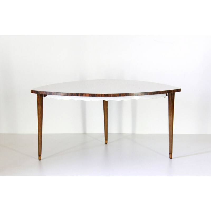 Table basse vintage en forme de triangle en bois, 1950
