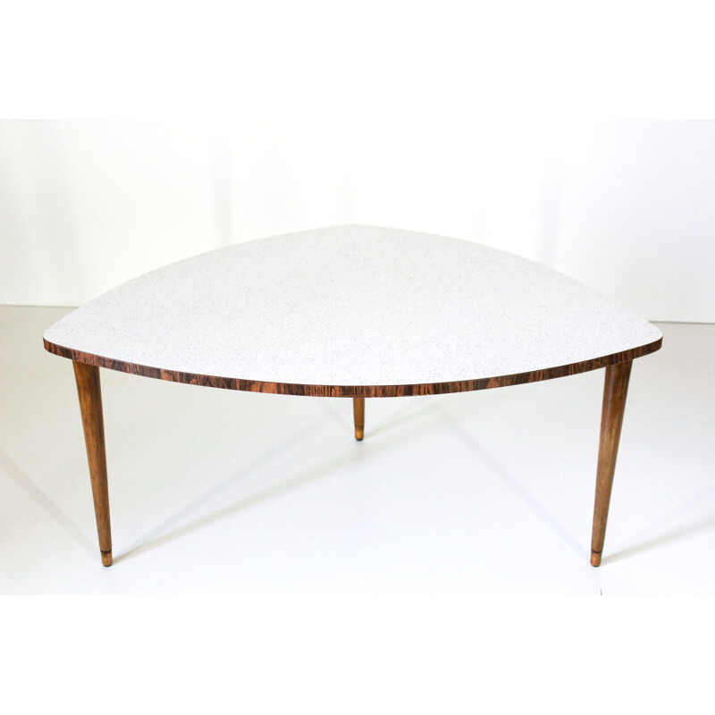 Vintage wooden triangle coffee table, 1950