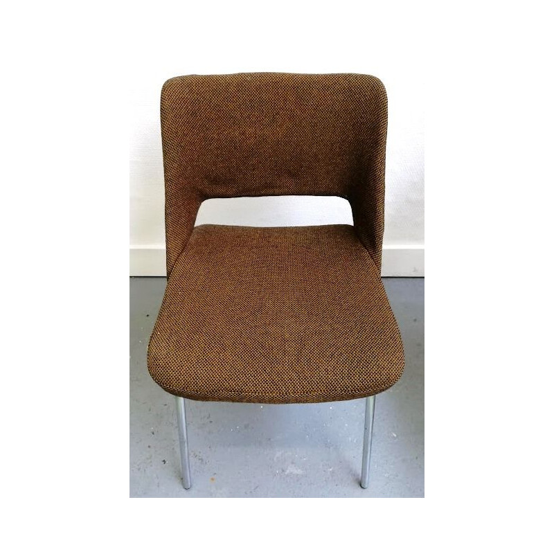 Pair of vintage chairs in brown fabric by Arne Jacobsen, 1950