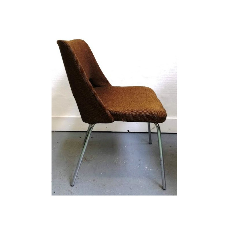 Pair of vintage chairs in brown fabric by Arne Jacobsen, 1950