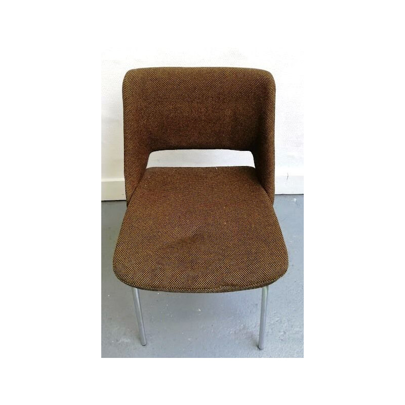 Paire de chaises vintage en tissu marron par Arne Jacobsen, 1950
