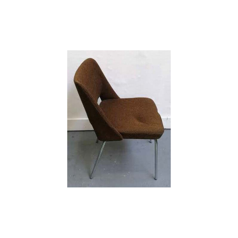 Pair of vintage chairs in brown fabric by Arne Jacobsen, 1950