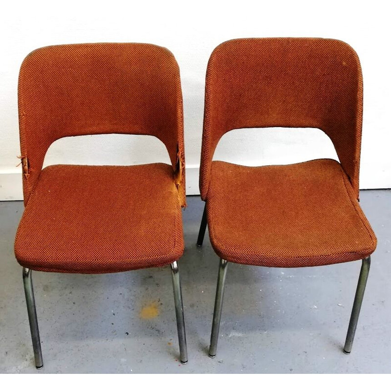Paire de fauteuils vintage en tissu marron de Arne Jacobsen, 1950