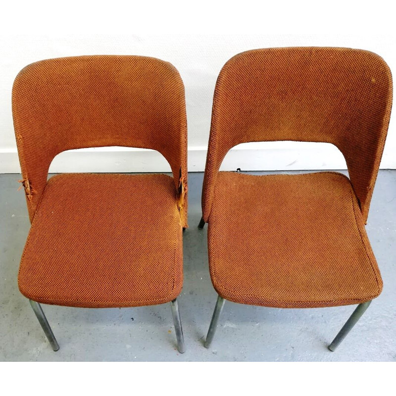 Pair of vintage brown fabric armchairs by Arne Jacobsen, 1950s