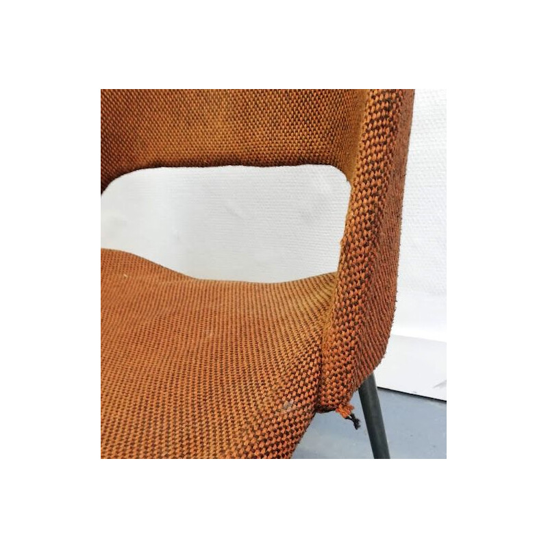 Pair of vintage brown fabric armchairs by Arne Jacobsen, 1950s