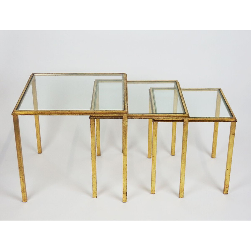 Set of 3 vintage nesting tables by Robert and Roger Thibier, 1970
