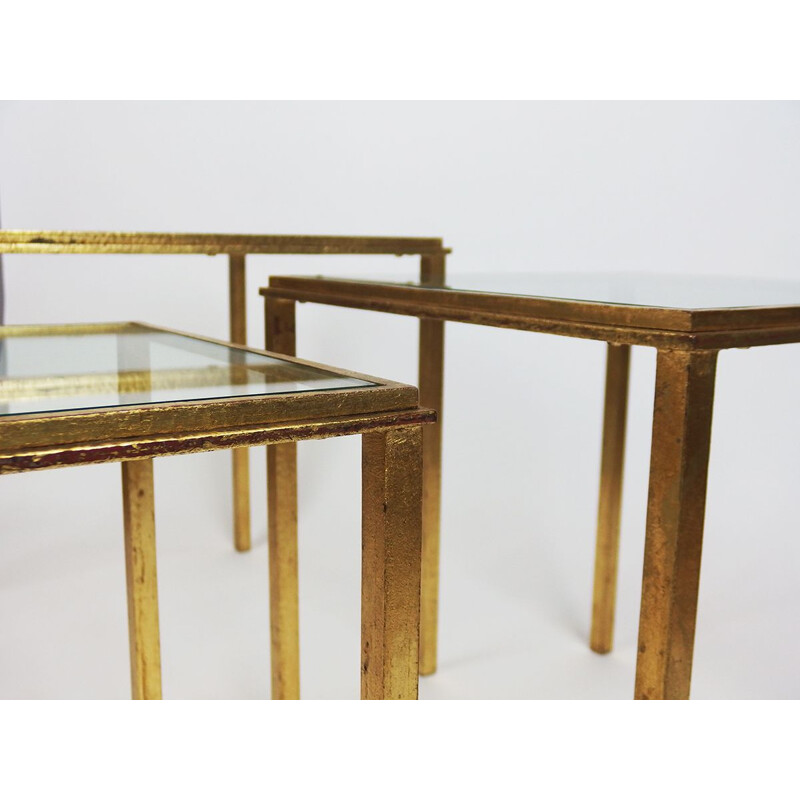 Set of 3 vintage nesting tables by Robert and Roger Thibier, 1970