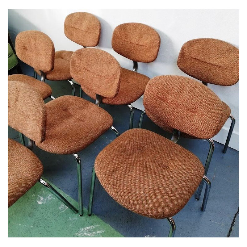 Set aus 7 Vintage Straford Stühlen mit gepolstertem Stoff von Pierre Paulin