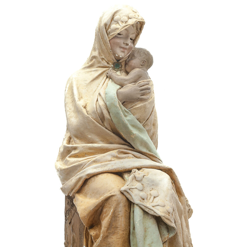 Sculpture Virgin and Child AM Lefebvre, 1900