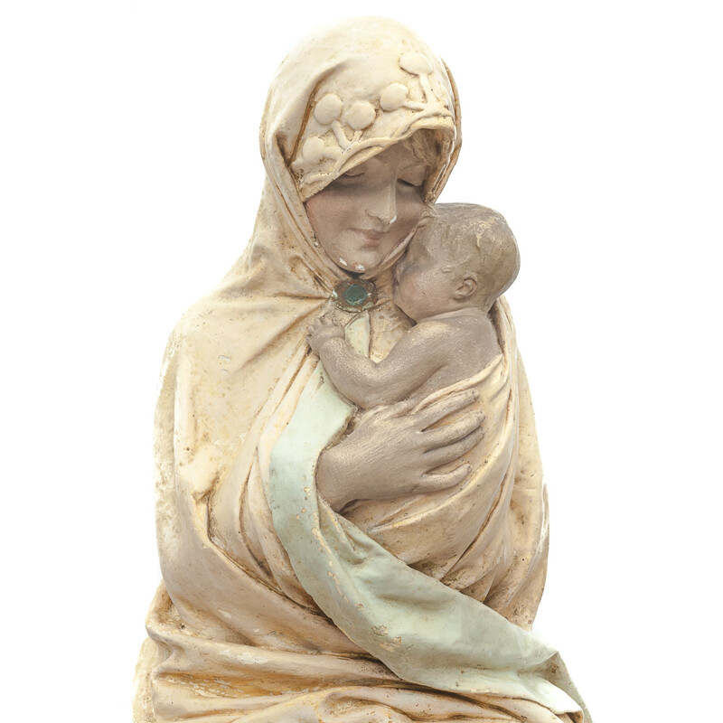 Skulptur Madonna mit Kind AM Lefebvre, 1900