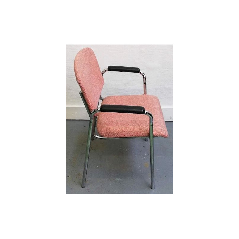Vintage-Sessel mit rosa Stoffbezug